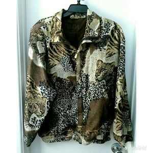 Fuda International Big Cat jacket sz L silk